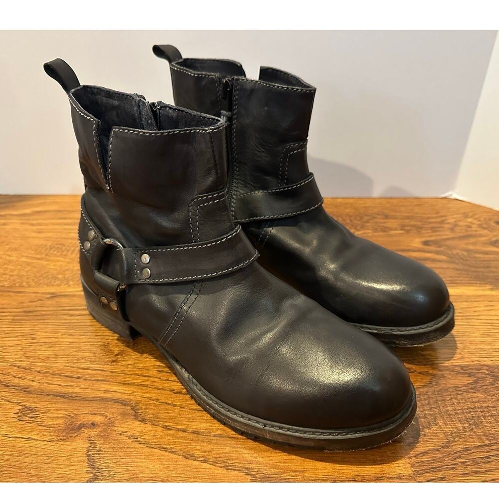 Vintage Foundry Morgan Moto Boots Women’s 9 Black Leather Biker Style